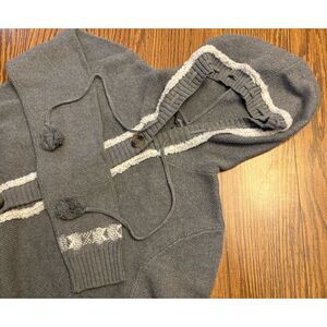 Eddie Bauer Women's Button Front Hooded Cardigan Sweater‎ Medium Gray Nordic